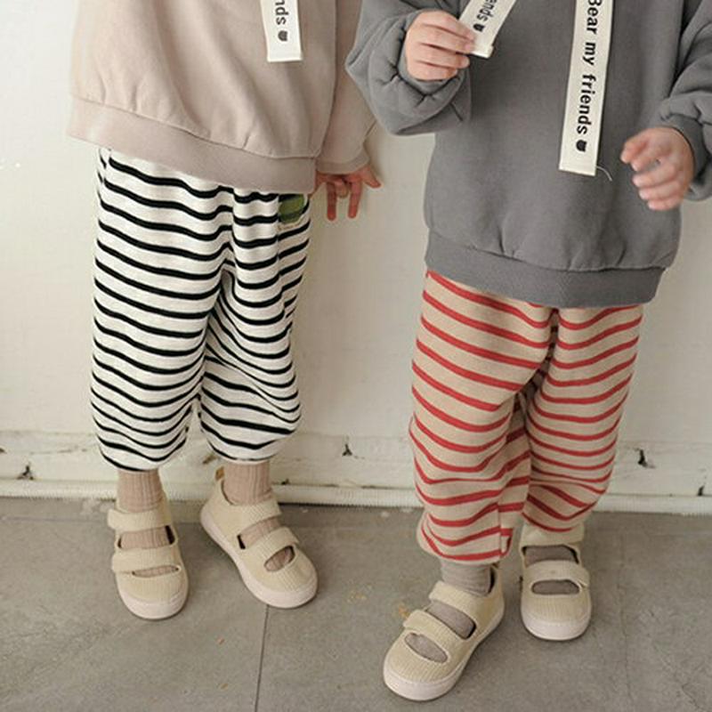 【キッズ20%OFF】裏起毛ワンポイントボーダーパンツ・u08535 キッズ【3~8才】【pt】【パンツ ズボン ロングパンツ 