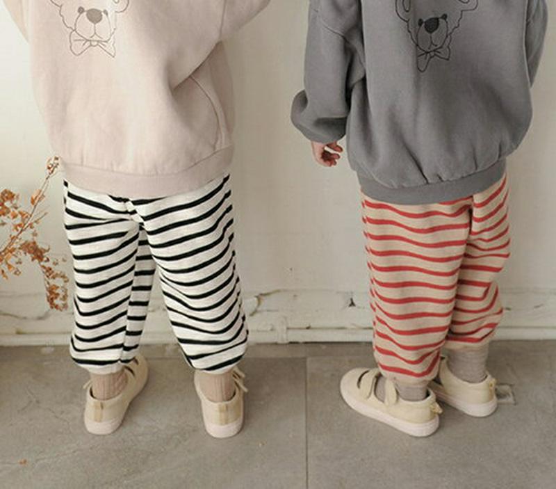 【キッズ20%OFF】裏起毛ワンポイントボーダーパンツ・u08535 キッズ【3~8才】【pt】【パンツ ズボン ロングパンツ 