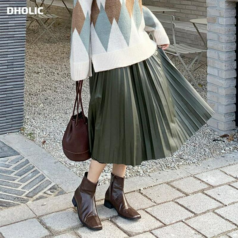 【只今10%OFF】レザー調プリーツスカート・全2色・b65114 レディース【sk】【スカート ロング ロングスカート プリー