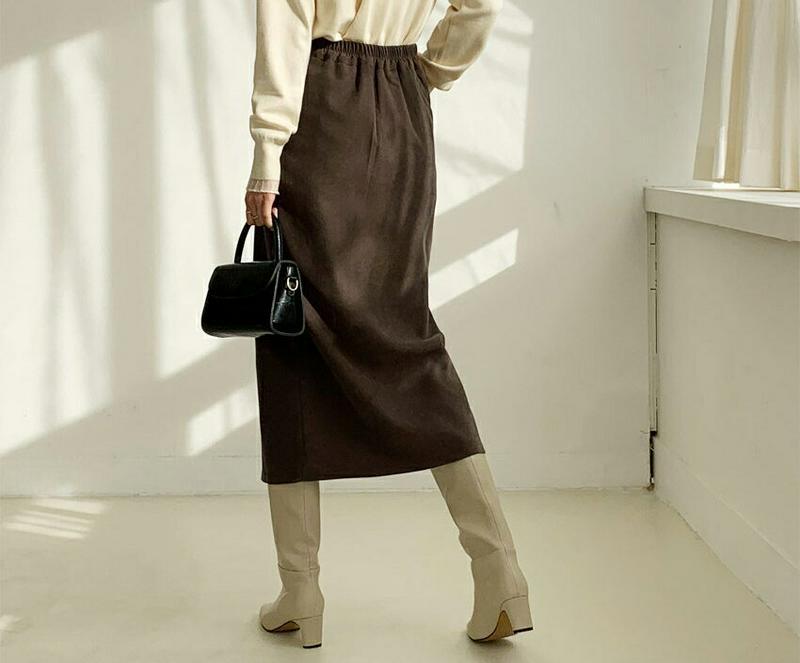 【只今10%OFF】スエード調ペンシルスカート・全3色・b65111 レディース【sk】【スカート ミディ丈 ミディスカート ペ