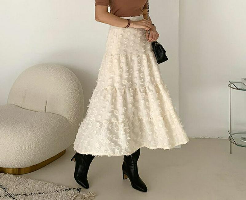 フェザーティアードスカート・全2色・b65112 レディース【sk】【スカート ロング ロングスカート フェザー ティアード ウ