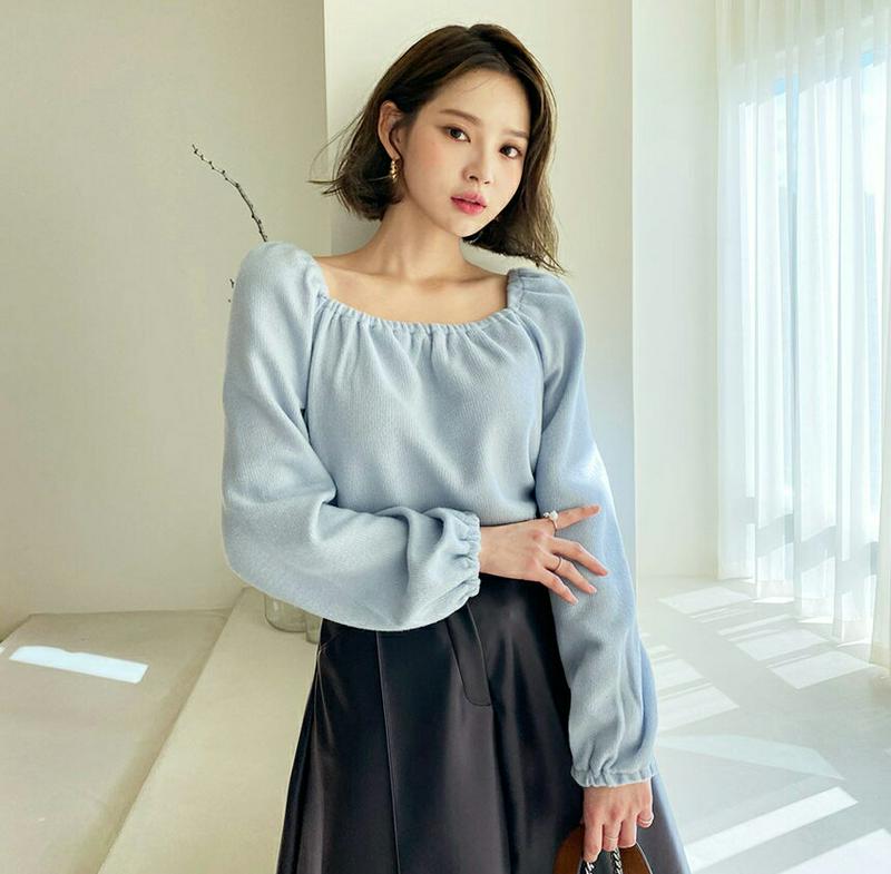 スクエアソフトTシャツ・全3色・t64442 レディース【tops】【韓国 ファッション トップス Tシャツ ロングスリーブ 長
