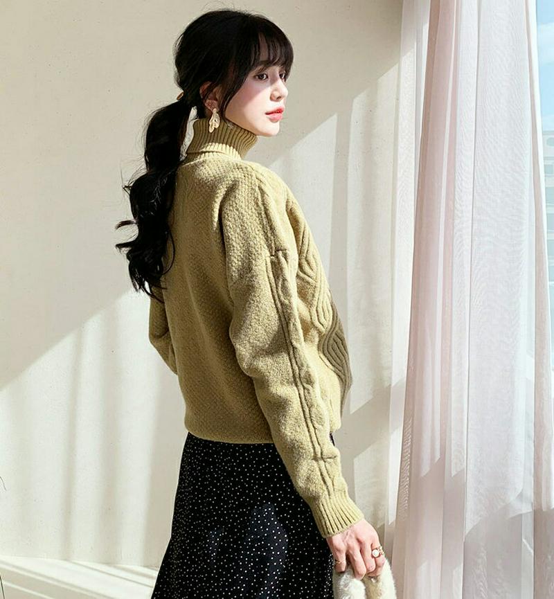 【只今10%OFF】タートルネックケーブルニット・全4色・b64444 レディース【tops】【韓国 ファッション トップス ニット ニットトップス ロングスリーブ 長袖 タートルネック ケーブルニット ツイスト シンプル カジュアル リブ ゆったり ラフ 秋 冬】