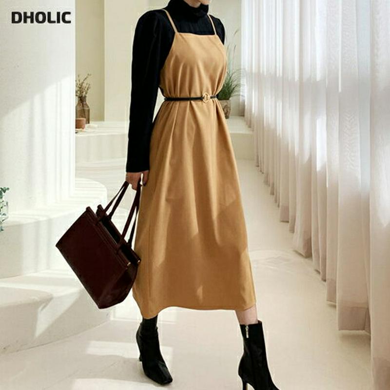 2WAYボタンスリーブレスワンピース・全3色・t64457 レディース【ops】【韓国 ファッション ワンピース ロングワンピー