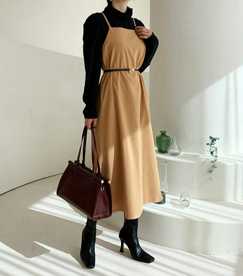 2WAYボタンスリーブレスワンピース・全3色・t64457 レディース【ops】【韓国 ファッション ワンピース ロングワンピー
