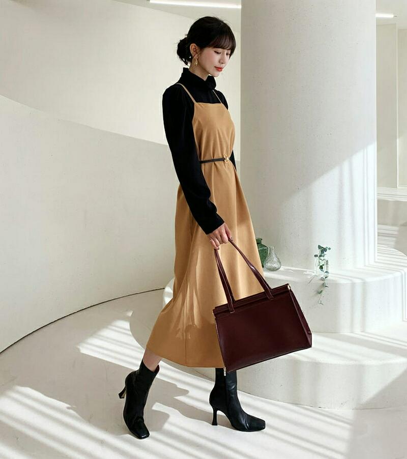 2WAYボタンスリーブレスワンピース・全3色・t64457 レディース【ops】【韓国 ファッション ワンピース ロングワンピー