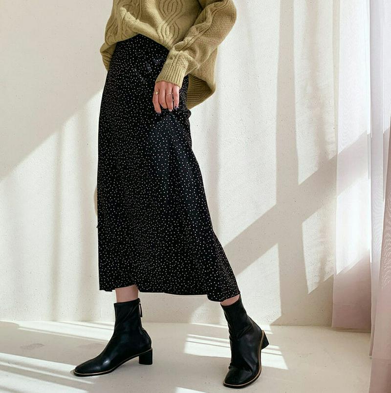 ドットフレアスカート・全3色・b64472 レディース【sk】【韓国 ファッション ボトムス スカート ロング丈 ロングスカート