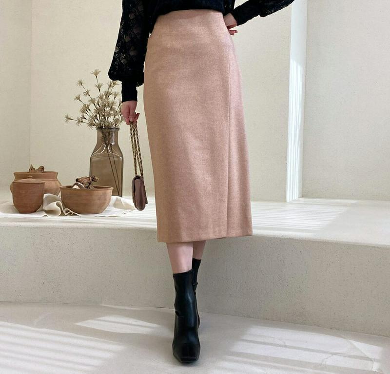 Hラインスリットスカート・全3色・b64477 レディース【sk】【韓国 ファッション ボトムス スカート ロング丈 ロングスカ