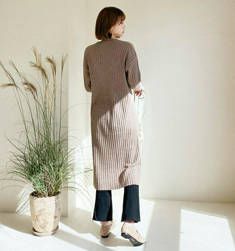 リブニットロングワンピース・全3色・t64461 レディース【ops】【韓国 ファッション ワンピース ロングワンピース 長袖 