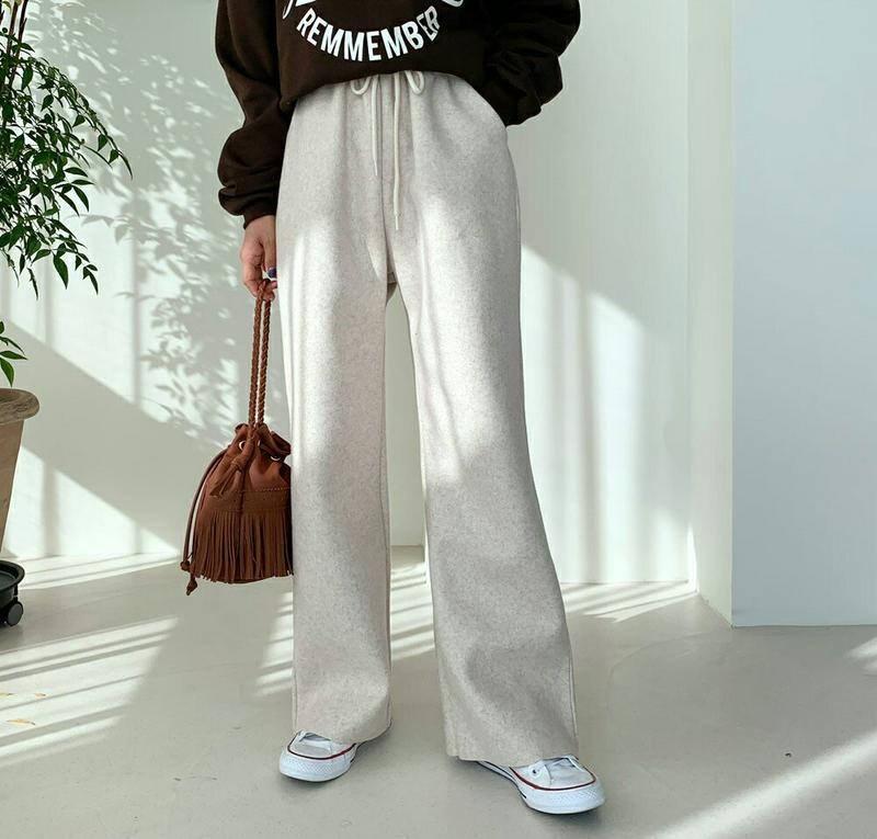 ウール混パンツ・全2色・t64454 レディース【pt】【韓国 ファッション ボトムス ズボン パンツ ロングパンツ ワイドパン