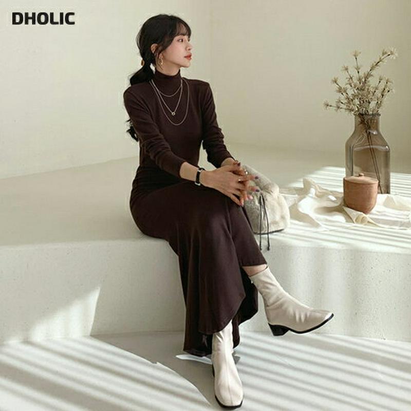 裏起毛ハイネックフレアワンピース・全4色・t64458 レディース【ops】【韓国 ファッション ワンピース ロングワンピース 