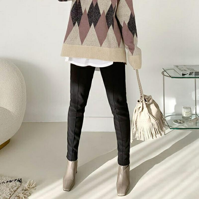 裏起毛スリムレギンス・全2色・b65108 レディース【pt】【レギンス パンツ ズボン ロングパンツ 長ズボン スリム 起毛 単色 無地 シンプル カジュアル 大人 冬 韓国 ファッション】【ハイホリHIHOLLI】