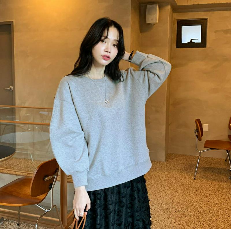 裏起毛パフスリーブスウェット・全4色・b65090 レディース 【tops】【韓国 ファッション トップス スウェット トレーナ