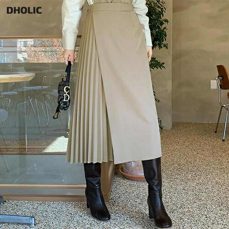 サイドプリーツスカート・全2色・b65110 レディース【sk】【スカート ロング ロングスカート プリーツ プリーツスカート サイドプリーツ フェミニン 可愛い かわいい 春 秋 冬 韓国 ファッション】【ハイホリHIHOLLI】