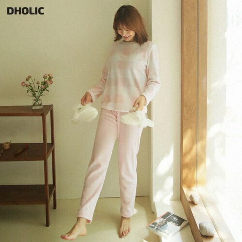 ソフトチェックパジャマSET・全1色・e44282 レディース【uw】 韓国ファッション パジャマ ルームウェア セット 上下セット 長袖 ラウンドネック パンツ ロング丈 ワイド ストレート チェック柄 ゆったり かわいい 秋 冬