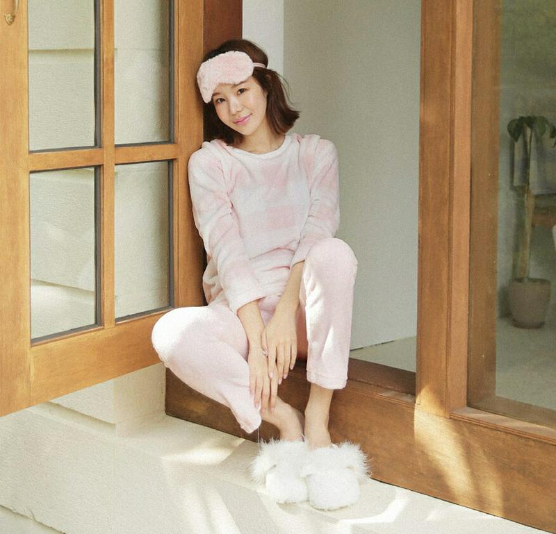 ソフトチェックパジャマSET・全1色・e44282 レディース【uw】 韓国ファッション パジャマ ルームウェア セット 上下セット 長袖 ラウンドネック パンツ ロング丈 ワイド ストレート チェック柄 ゆったり かわいい 秋 冬