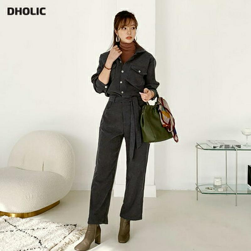 ストラップ付オールインワン・全2色・t65101 レディース【pt】【オールインワン ズボン パンツ 長袖 ロングパンツ 単色 