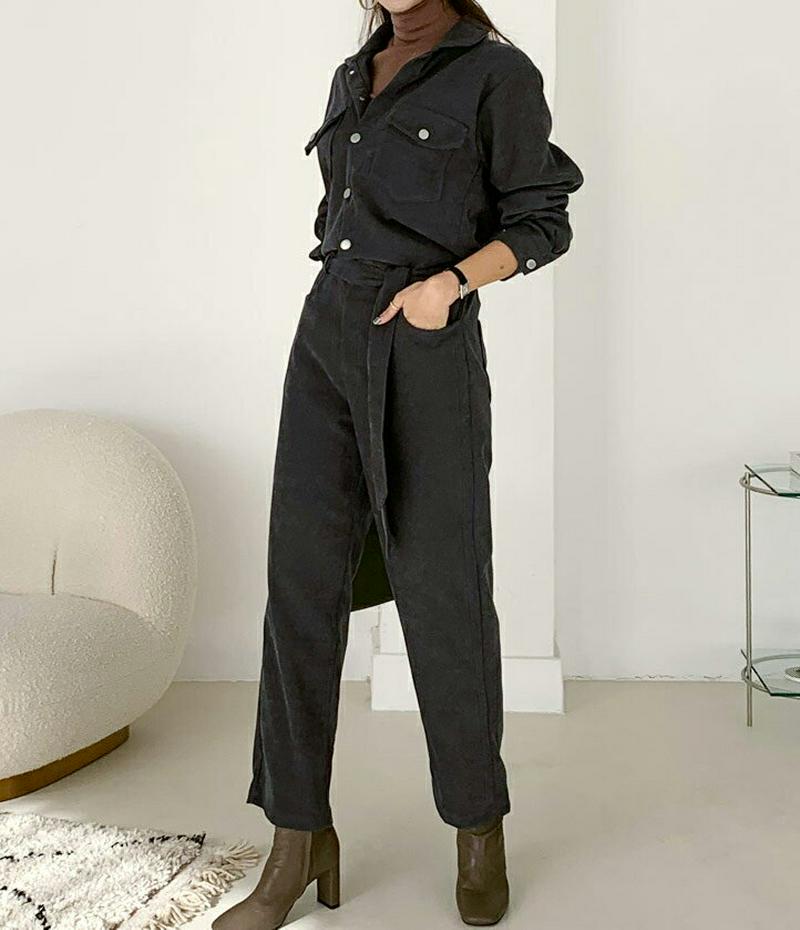 ストラップ付オールインワン・全2色・t65101 レディース【pt】【オールインワン ズボン パンツ 長袖 ロングパンツ 単色 