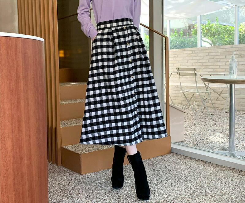 チェックフレアスカート・全4色・b65113 レディース【sk】【スカート ミディ丈 ミディスカート チェック柄 フレア フレア
