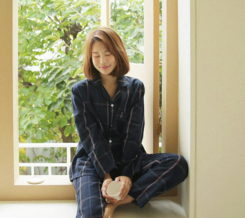 チェックパジャマSET・全2色・d44280 レディース【uw】 韓国 ファッション パジャマ ルームウェア セット 上下セット 長袖 シャツ パンツ ロング丈 ウエストゴム ワイド チェック柄 ポケット ゆったり 楽ちん 秋 冬