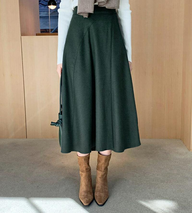 【新作10%OFF】起毛ウエストゴムフレアスカート・全3色・b61765 レディース【sk】【韓国 ファッション ボトムス スカ