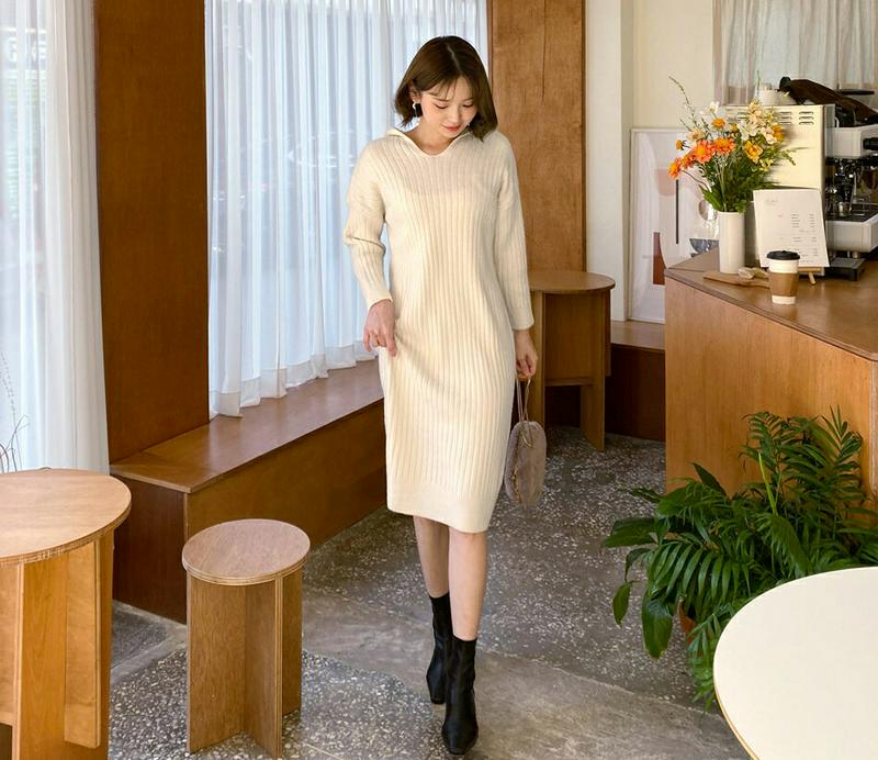 【新作10%OFF】フードリブニットワンピース・全4色・b61781 レディース【ops】【韓国 ファッション ワンピース ロン