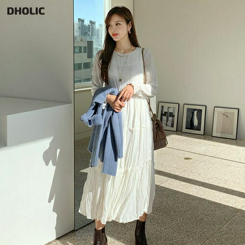 【新作10%OFF】プリーツティアードワンピース・全2色・b65054 レディース【ops】【韓国 ファッション ワンピース ロ