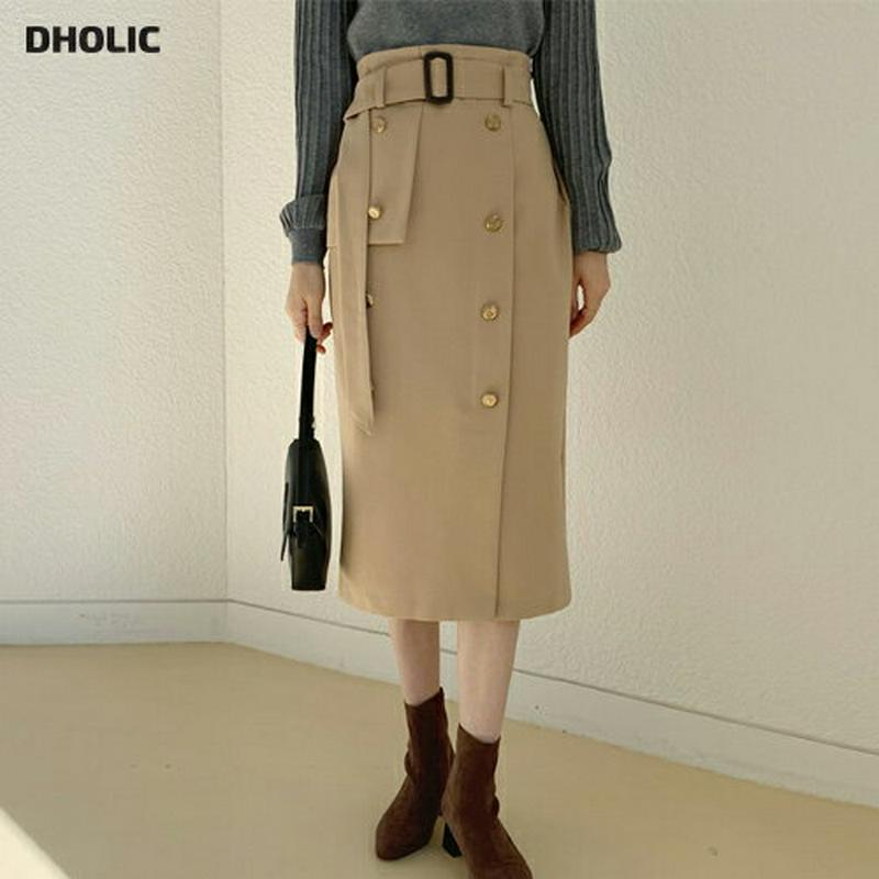 【新作10%OFF】裏起毛ボタンHラインスカート・全2色・t65061 レディース【sk】【韓国 ファッション ボトムス スカー