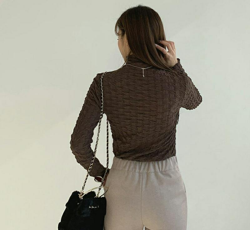 【新作10%OFF】シアーリンクルTシャツ・全4色・b65043 レディース【tops】【韓国 ファッション トップス Tシャツ