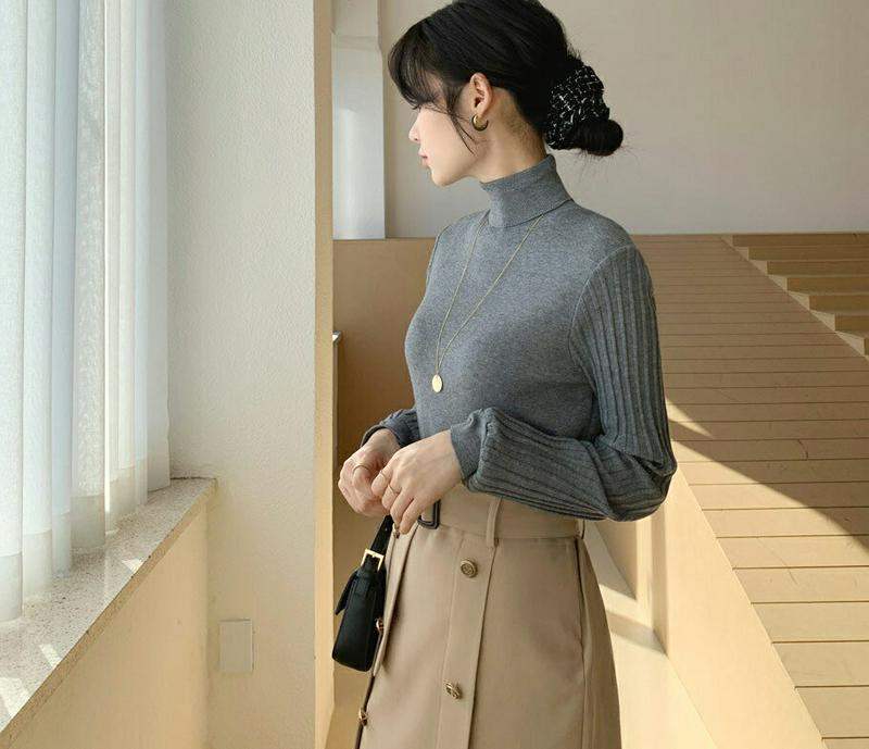 【新作10%OFF】プリーツスリーブニット・全4色・b65037 レディース【tops】【韓国 ファッション トップス ニット 