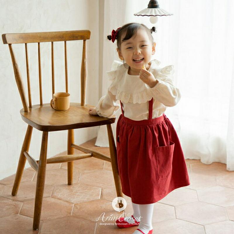 ジャンパースカート・p008603 キッズ【3~8才】【sk】【ジャンパースカート スカート 単色 無地 シンプル ミディ丈 ミディアム ミディスカート カジュアル 女の子 春 秋 韓国 韓国子供服 子供 こども 子供服 こども服】【KIDS】