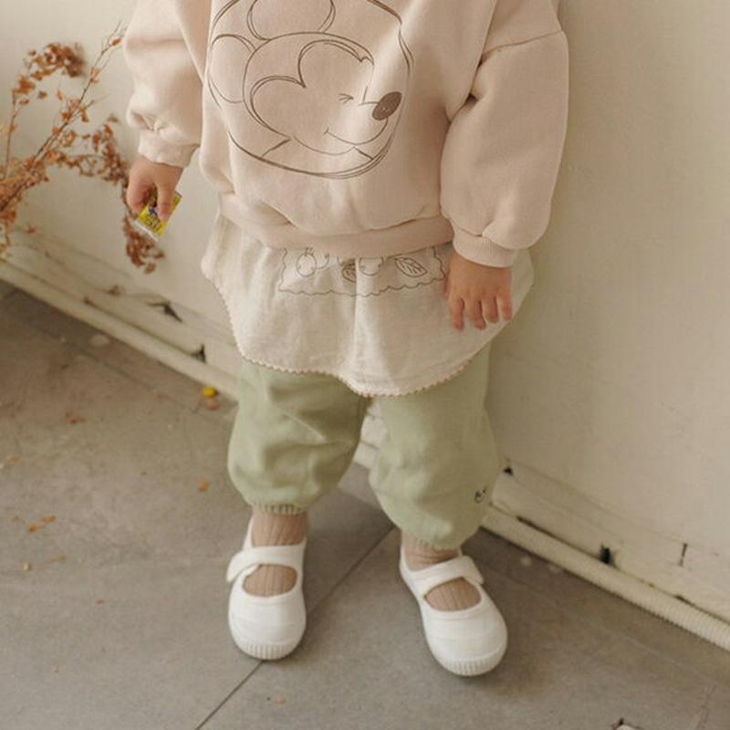 【キッズ20%OFF】裏起毛ワンポイントパンツ・u08549 キッズ【3~8才】【pt】【パンツ ズボン ロングパンツ 長ズボン