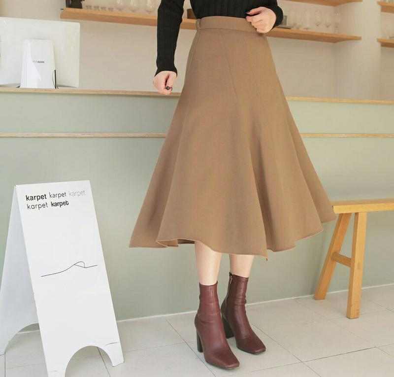 フレアスカート・全2色・b65030 レディース【sk】【韓国 ファッション ボトムス スカート ロング丈 ロングスカート フレ