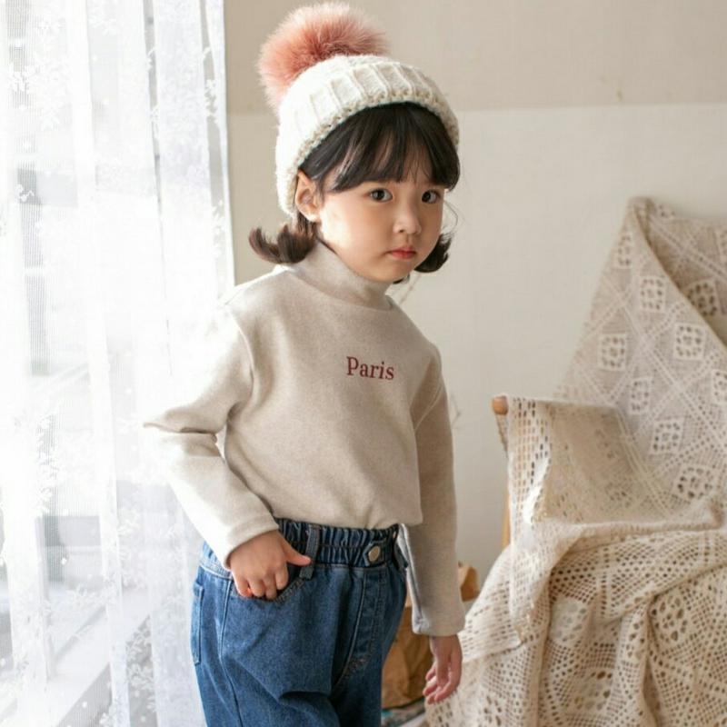 【キッズ20%OFF】ピーチ起毛ParisハイネックTシャツ(kids)・u08560 キッズ【3~8才】【tops】【トップス