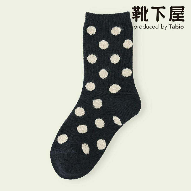 【クーポンで3足1,100円】【Mighty Soxer】キッズ 毛混水玉柄ソックス 19.0〜21.0cm / 靴下屋 3pairs 靴下 タビオ マイティソクサー くつ下 クルー キッズ 日本製