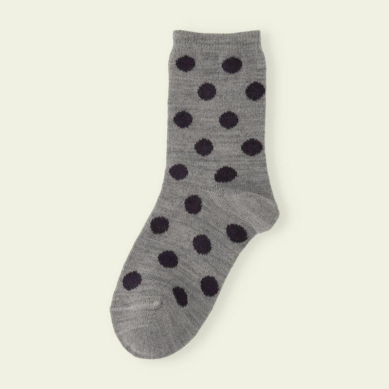 【クーポンで3足1,100円】【Mighty Soxer】キッズ 毛混水玉柄ソックス 19.0〜21.0cm / 靴下屋 3pairs 靴下 タビオ マイティソクサー くつ下 クルー キッズ 日本製