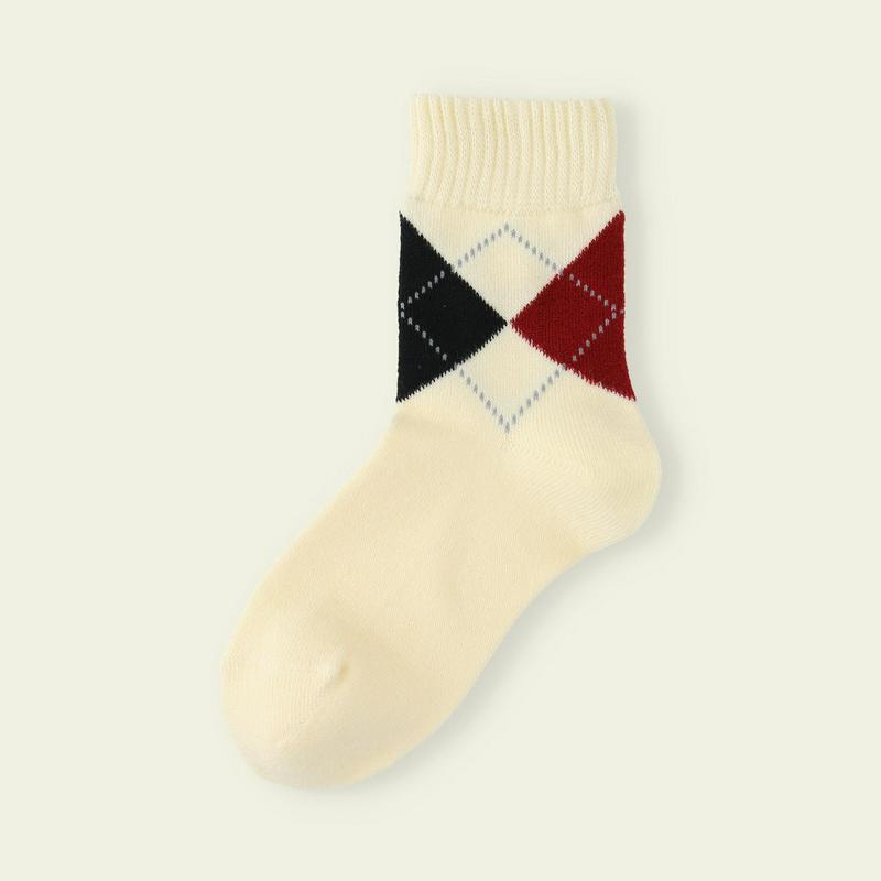 【クーポンで3足1,100円】【Mighty Soxer】キッズ 毛混ダイヤ柄ソックス 16.0〜18.0cm / 靴下屋 3pairs 靴下 タビオ マイティソクサー くつ下 クルー キッズ 日本製