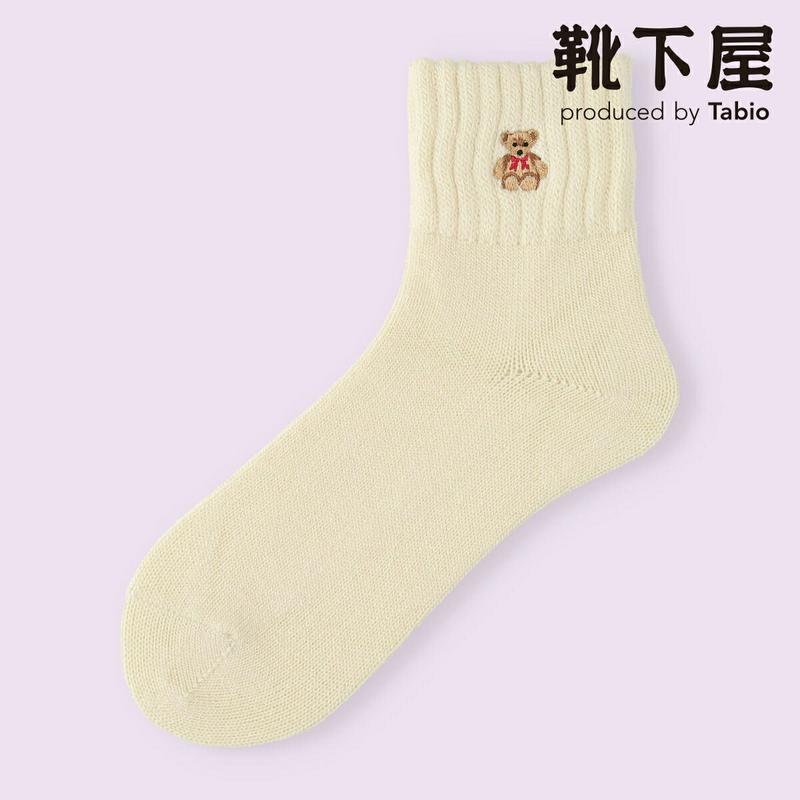 【あす楽】【Mighty Soxer】毛混アメリブくま刺繍ショートソックス / 靴下屋 靴下 タビオ マイティソクサー くつ下 ショート レディース 日本製