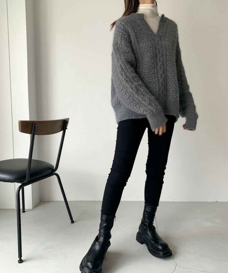 via j(ヴィアジェイ)テンセルウールハイネックロングTシャツ