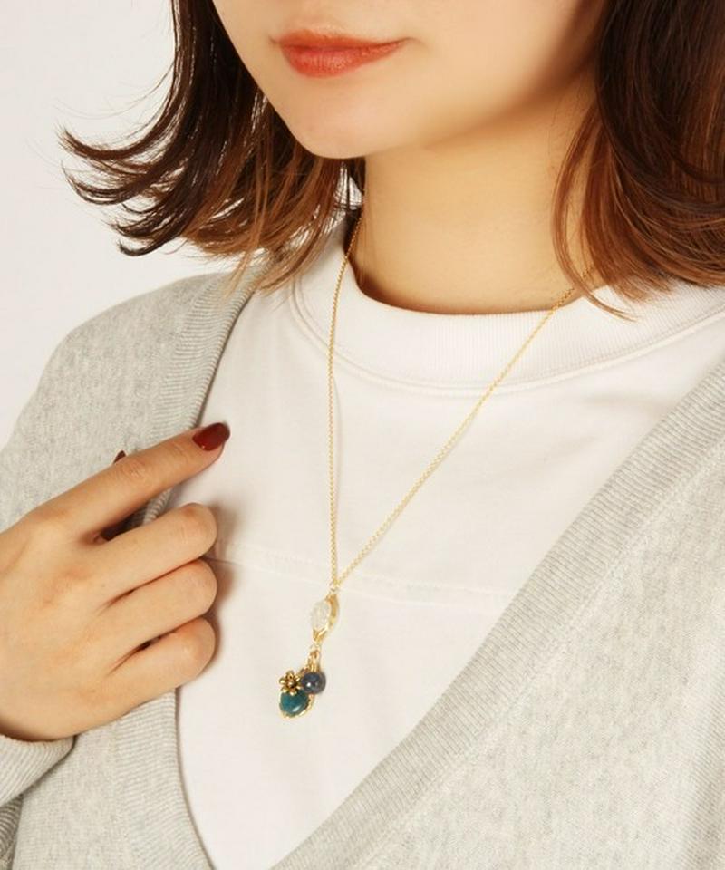 【ときめくカラフル天然石】K14GF お花のブルーネックレス