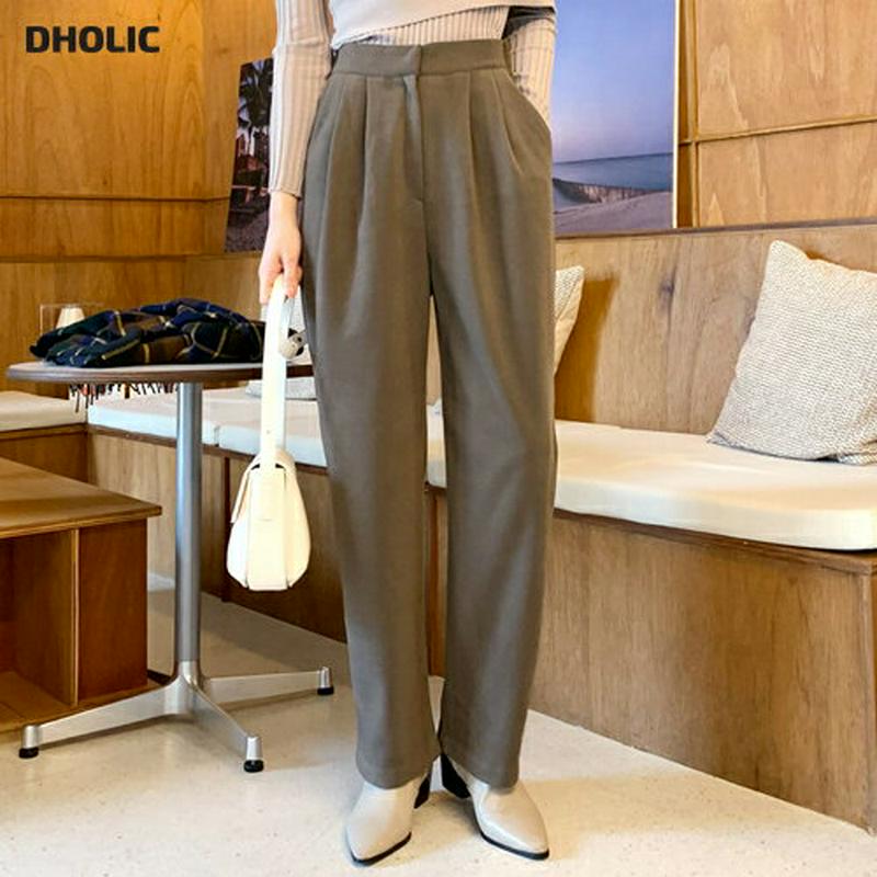 【新作10%OFF】ツータックワイドスラックス・全3色・t61822 レディース【pt】【韓国 ファッション ボトムス ズボン パンツ ロングパンツ ワイドパンツ スラックス ワイドスラックス タック バックゴム シンプル 単色 無地 カジュアル 大人 上品 秋 冬】