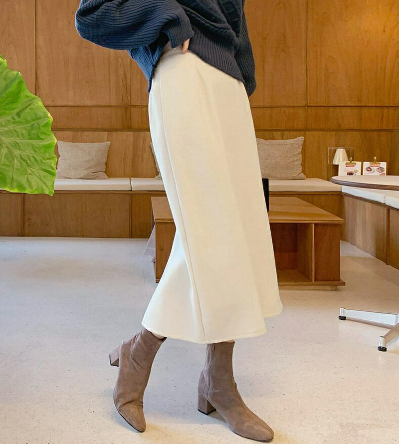 ソフトHラインスカート・全5色・b61815 レディース【sk】 韓国ファッション ボトムス スカート ロング丈 ロングスカート Hライン Hラインスカート シンプル 単色 無地 ソフト スリット バックゴム 大人 フェミニン 秋 冬