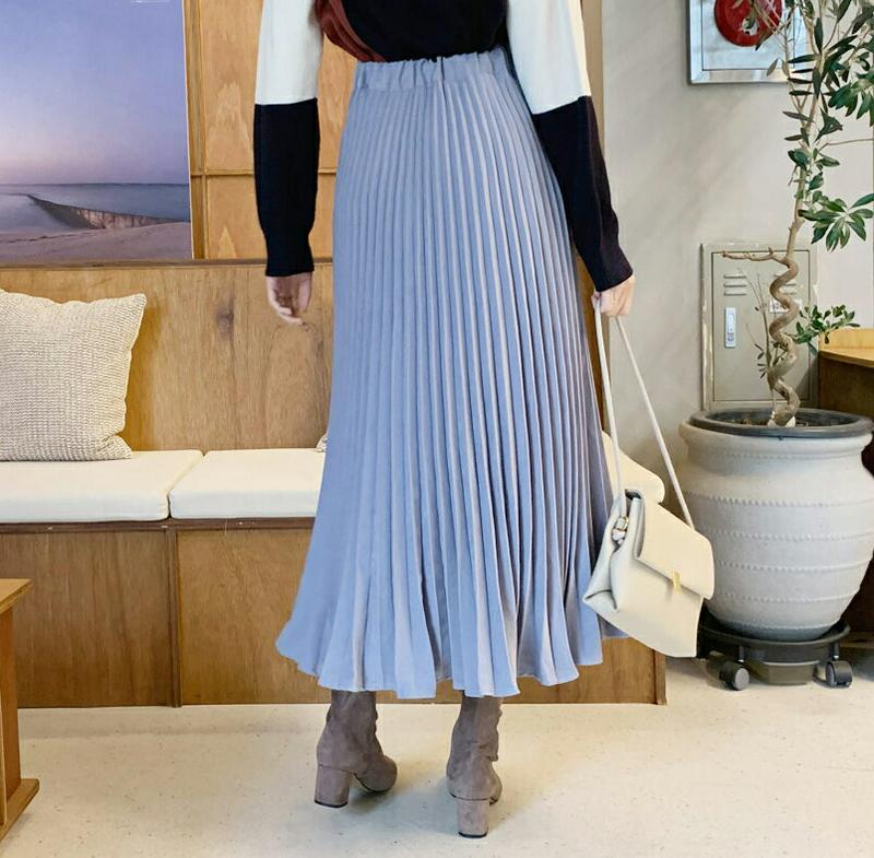 【新作10%OFF】プリーツフレアスカート・全4色・t61819 レディース【sk】【韓国 ファッション ボトムス スカート ロング丈 ロングスカート プリーツ プリーツスカート フレア バックゴム 揺れ感 シンプル 大人 上品 フェミニン 秋 冬】