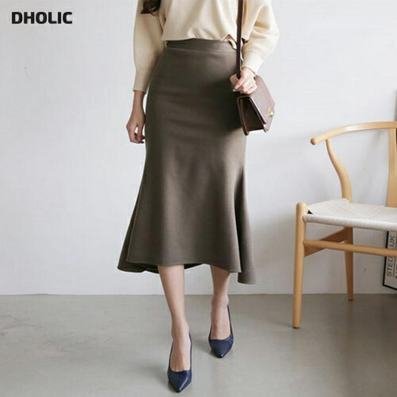 【新作10%OFF】起毛フレアスカート・全3色・t65255 レディース【sk】【韓国 ファッション ボトムス スカート ロング丈 ロングスカート マーメイド マーメイドスカート フレア バックゴム 起毛 シンプル 単色 無地 大人 フェミニン 秋 冬】【ハイホリHIHOLLI】