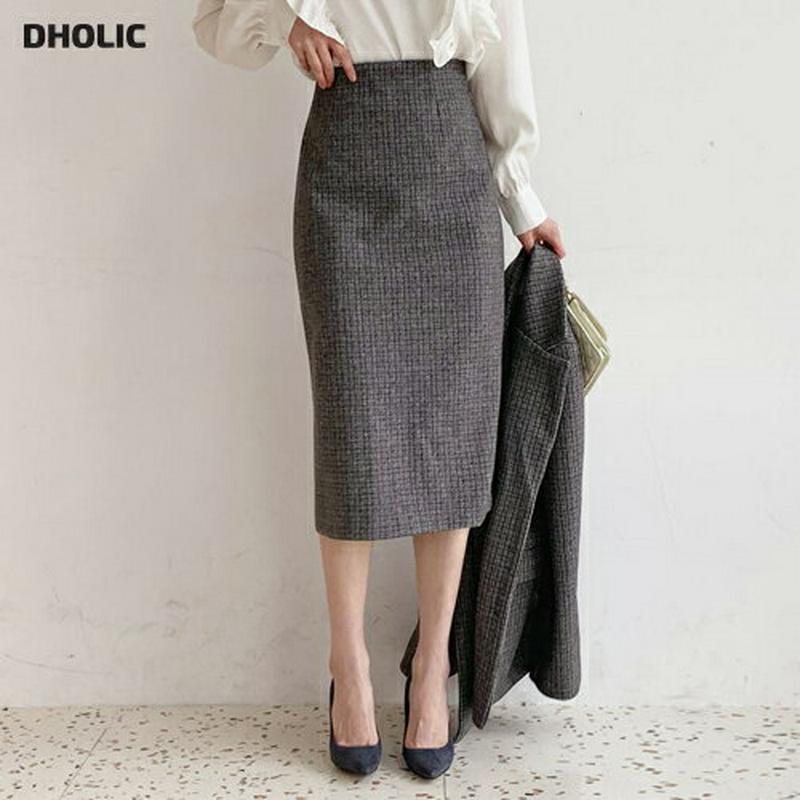 【新作10%OFF】チェックスカート・全2色・t61817 レディース【sk】【韓国 ファッション ボトムス スカート ロング丈 ロングスカート チェック柄 Hライン Hラインスカート スリム スリット シンプル シック 大人 上品 秋 冬】