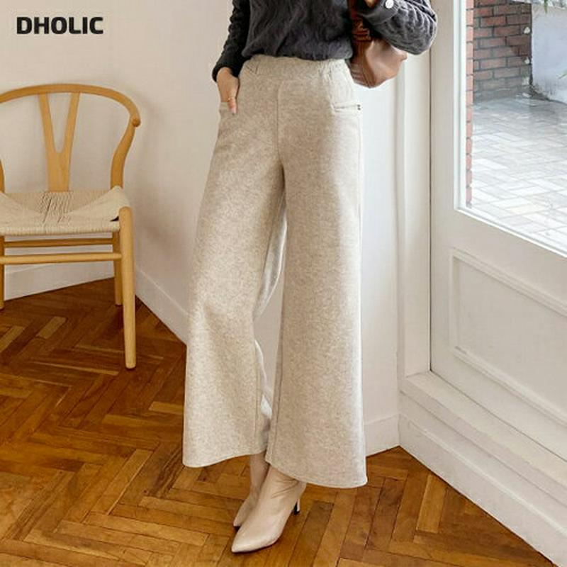 【新作10%OFF】ソフトウエストゴムパンツ・全3色・b65231 レディース【pt】【韓国 ファッション ボトムス ズボン パンツ ロングパンツ ワイドパンツ ストレート シンプル 単色 無地 カジュアル バックゴム 楽ちん ソフト ラフ 秋 冬】【ハイホリHIHOLLI】