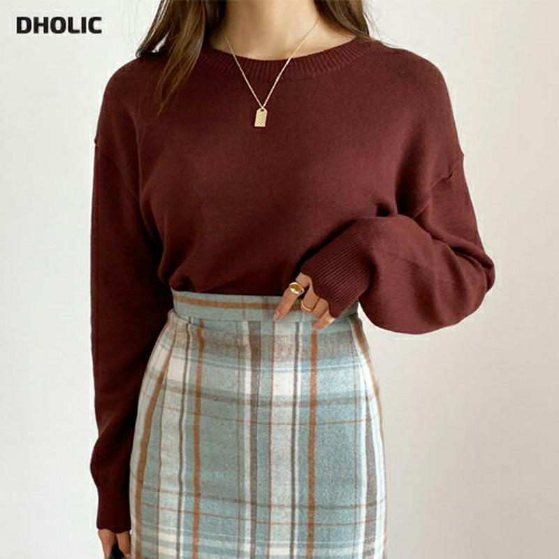 【新作10%OFF】スカラップヘムニット・全4色・b65247 レディース【tops】【韓国 ファッション トップス ニット ニットトップス ロングスリーブ 長袖 ラウンドネック スカラップ アンバランス ウェーブ シンプル カジュアル 単色 無地 大人 秋 冬】【ハイホリHIHOLLI】