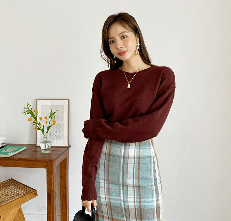 【新作10%OFF】スカラップヘムニット・全4色・b65247 レディース【tops】【韓国 ファッション トップス ニット ニットトップス ロングスリーブ 長袖 ラウンドネック スカラップ アンバランス ウェーブ シンプル カジュアル 単色 無地 大人 秋 冬】【ハイホリHIHOLLI】
