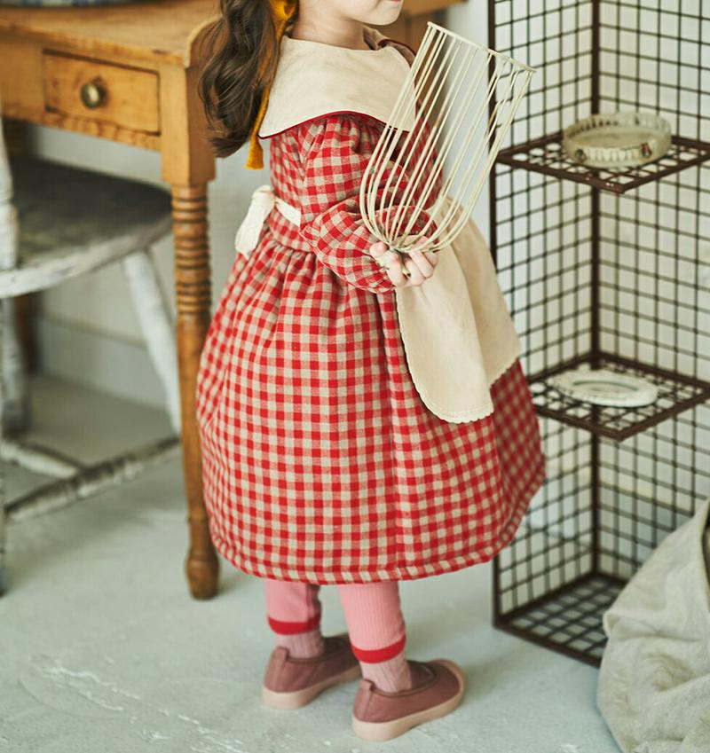 【キッズ20%OFF】ビックカラーワンピース(junior)・u08750 キッズ【9~17才】【ops】【ワンピース ロング ロングワンピース 長袖 チェック柄 ギンガムチェック ビックカラー 襟コンシャス 女の子 秋 冬 韓国 韓国子供服 子供 こども 子供服 こども服】【KIDS】