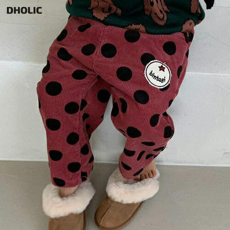 【キッズ20%OFF】裏起毛コーデュロイドットパンツ・u08878 キッズ【3~8才】【pt】【パンツ ズボン　ロングパンツ 長ズボン ジョガーパンツ 裏起毛 シンプル カジュアル ラフ ドット柄 女の子 男の子 冬 韓国 韓国子供服 子供 こども 子供服 こども服】【KIDS】